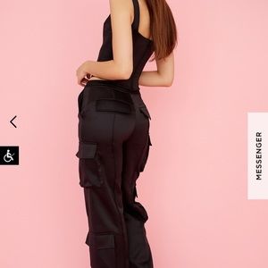 House of CB Daria chocolate cargo satin trousers